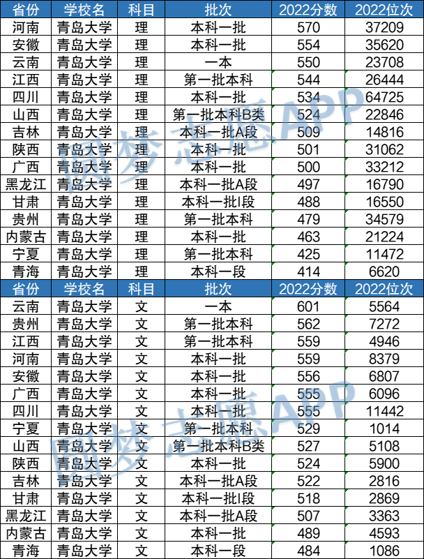 青岛大学2022年录取分数线深度解析